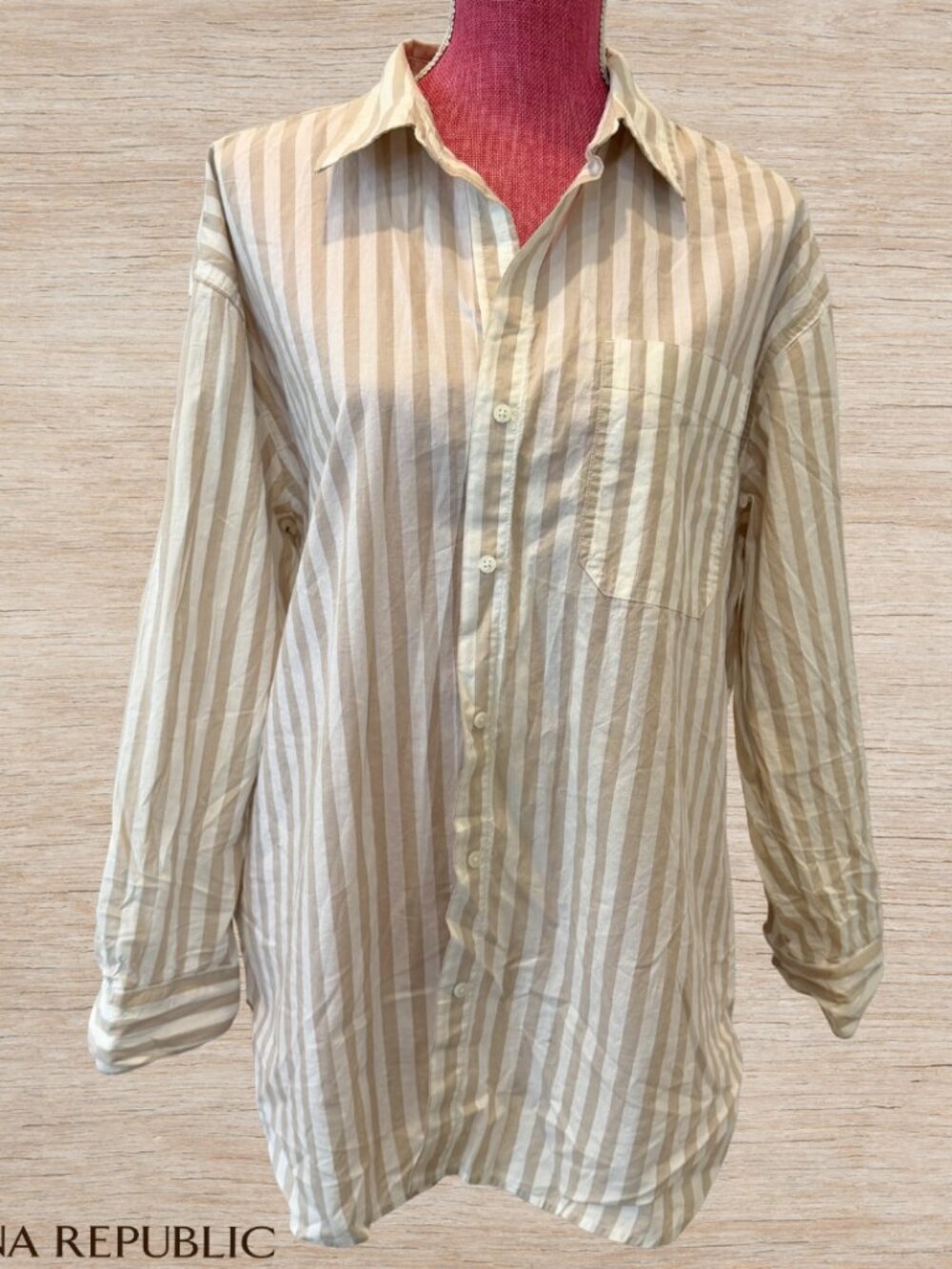 Banana Republic Striped Collared Long Sleeve Button Up Blouse Top Women’s Size L
